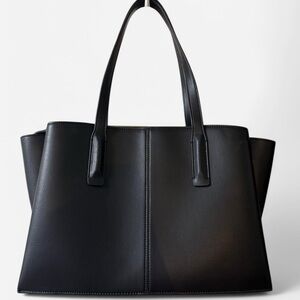 Elegant Black Leather Tote Bag